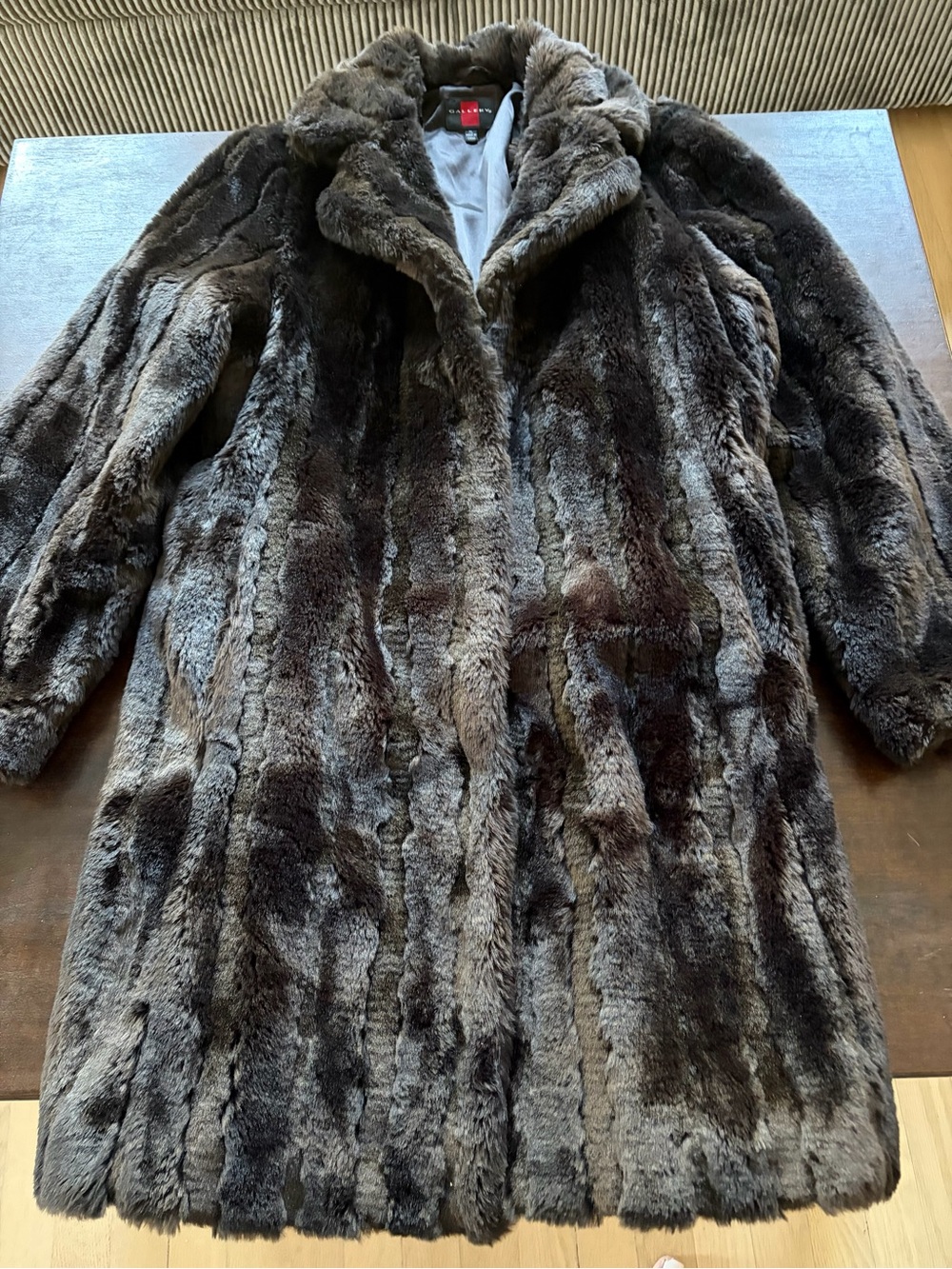 Gallery Luxurious Brown Faux mink Fur Coat - Women’s Elegant Outerwear size L
